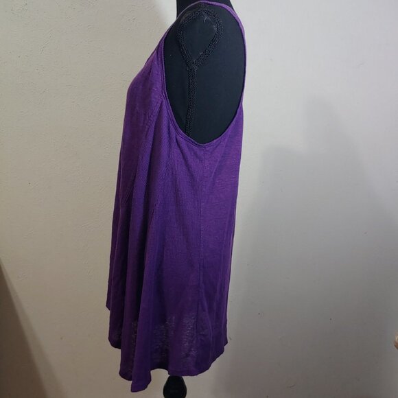 Eileen Fisher Linen Asymmetrical Tank Top Small Purple Racerback Lagenlook - Picture 5 of 7